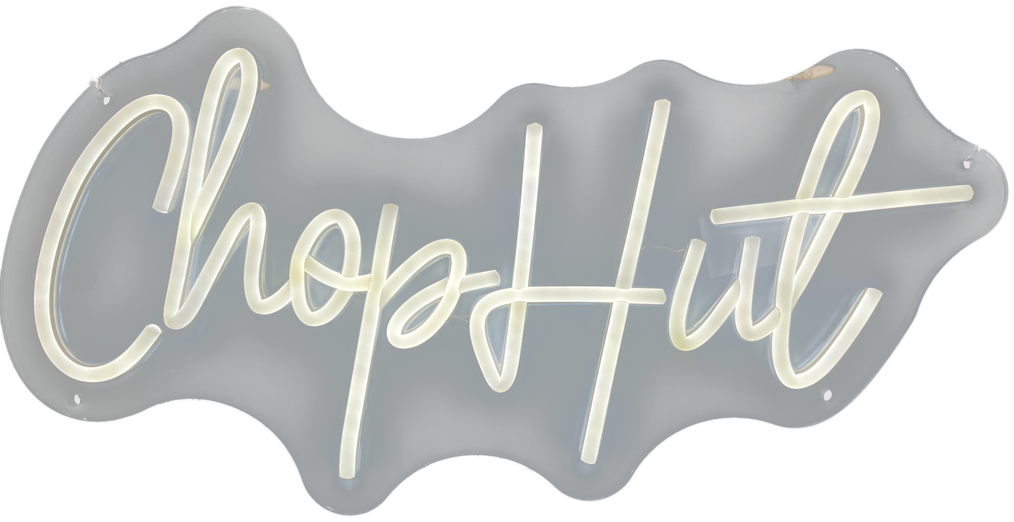 Chop Hut Glowing White Neon Sign — Suite 3 Vixen Studios